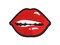 Juicy Red Lips Mouth Multi-Color Embroidered Iron-On or Hook & Loop Patch Applique